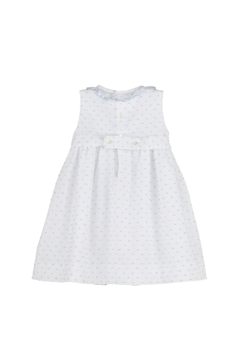 Luli&Me Blue Plumeti Smock Dress