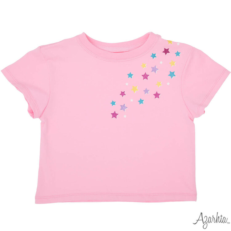 Azarhia Pink Glitter Falling Stars Boxy T-Shirt