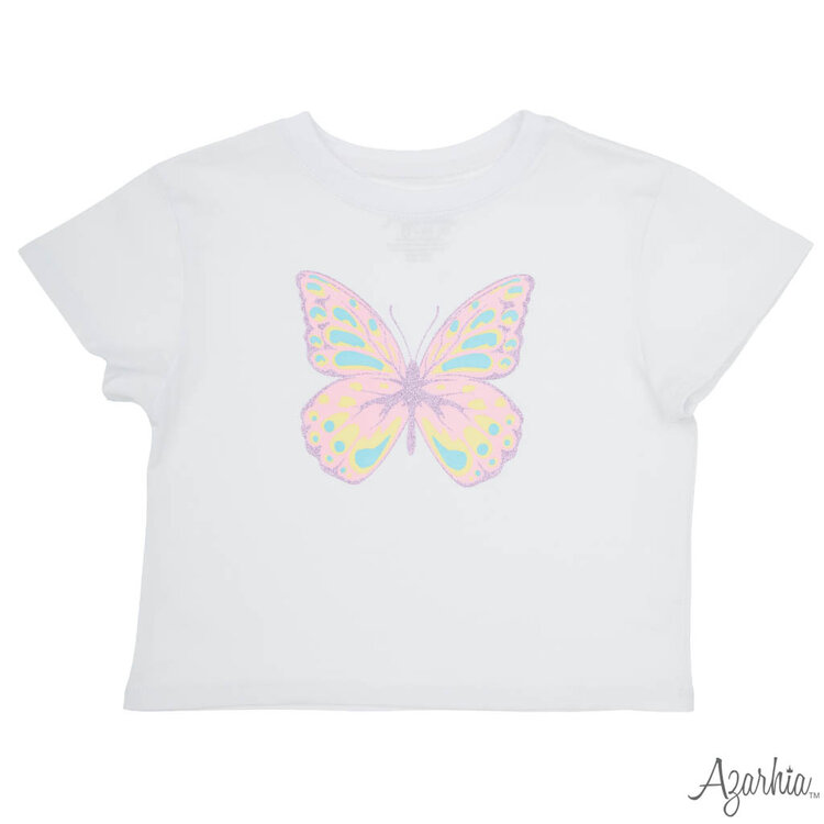 Azarhia Pretty Butterfly Glitter Boxy T-Shirt