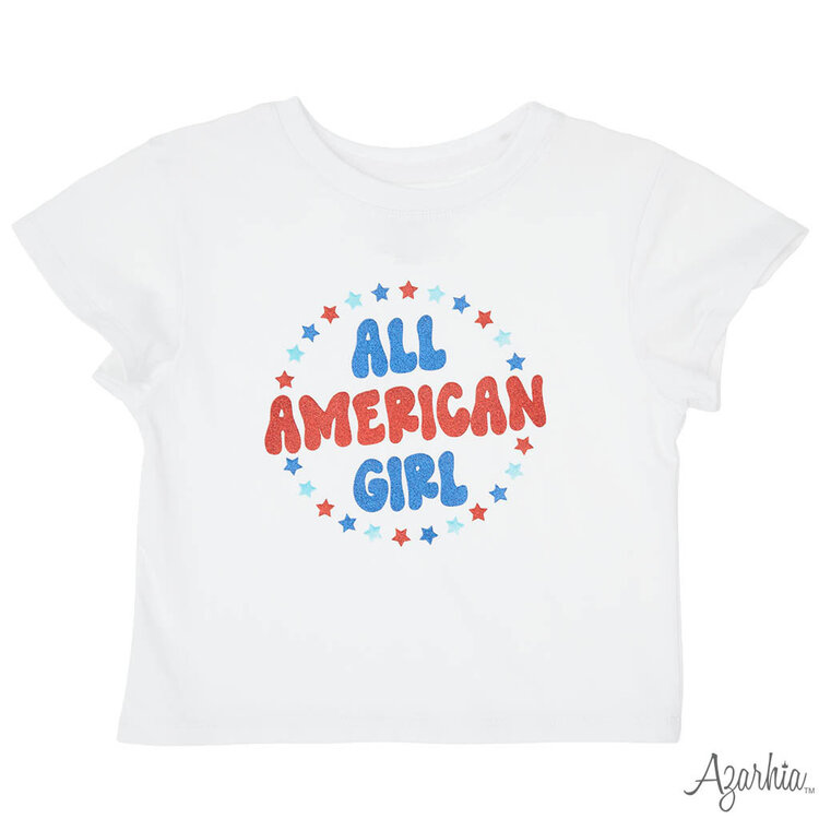 Azarhia Glitter American Girl Boxy T-Shirt