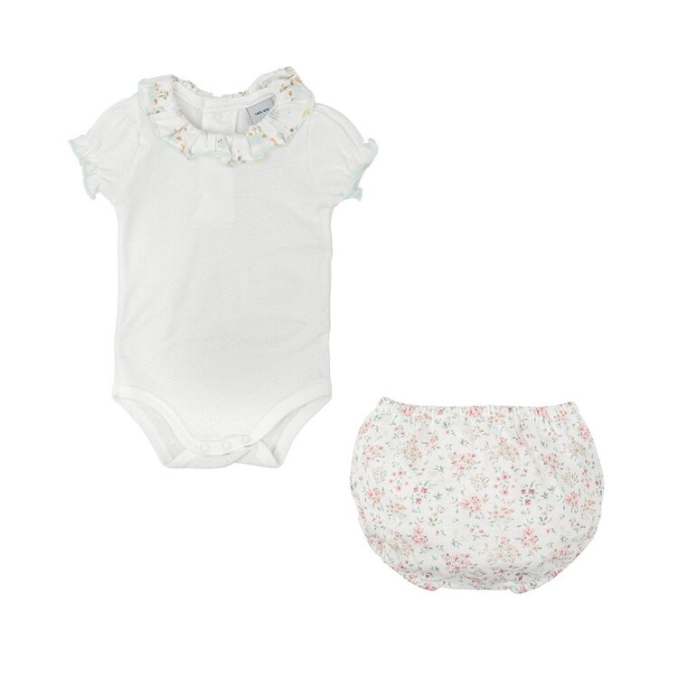 Babidu Floral Ruffle Collar Bloomer Set