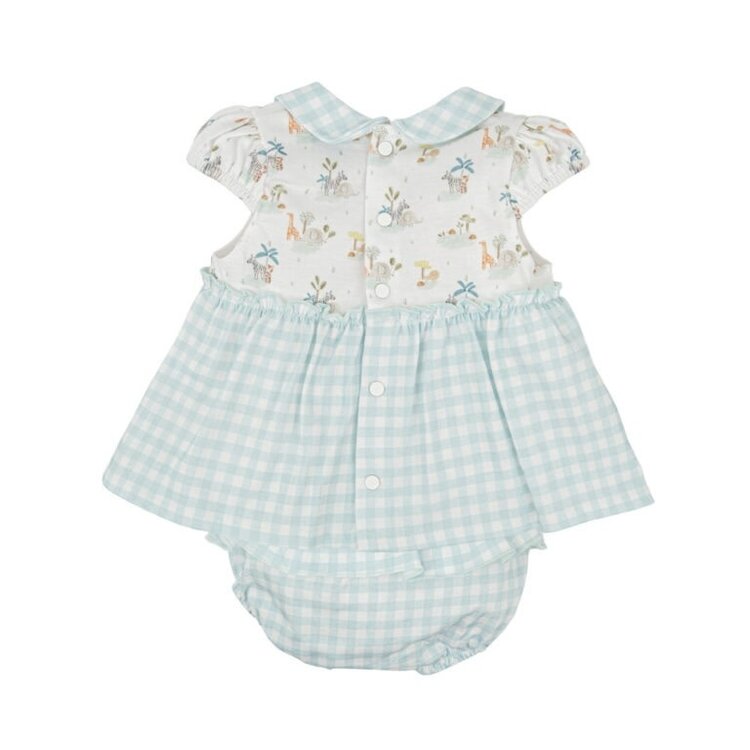 Babidu Blue Gingham Safari Dress Set