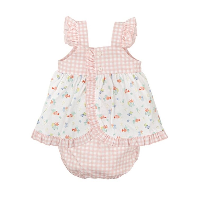 Babidu Pink Gingham Fish Dress Set