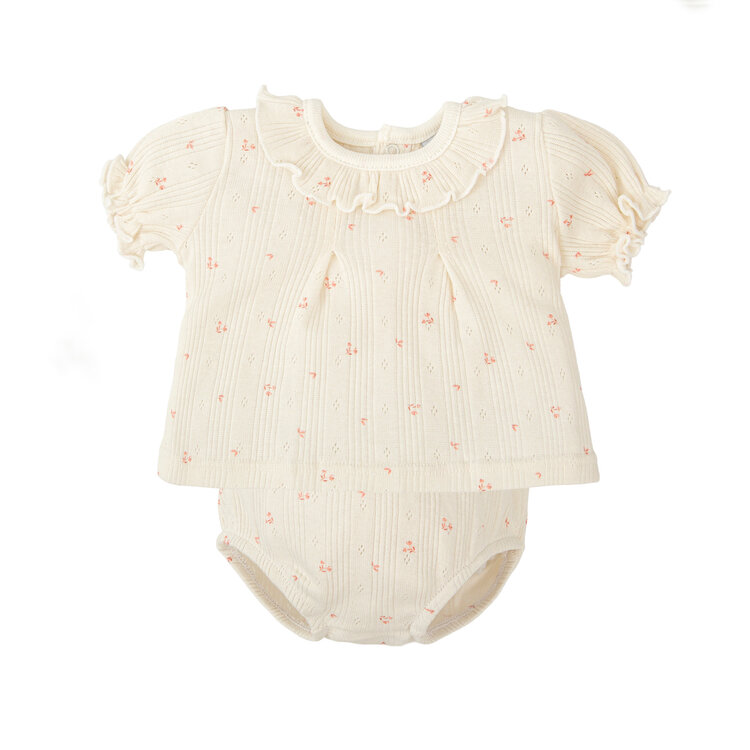 Babidu Cream Floral Pointelle Set