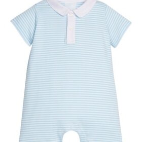 Little English Sky Stripe Peter Pan Polo Romper