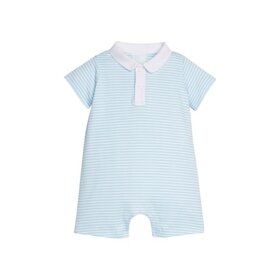 Little English Sky Stripe Peter Pan Polo Romper