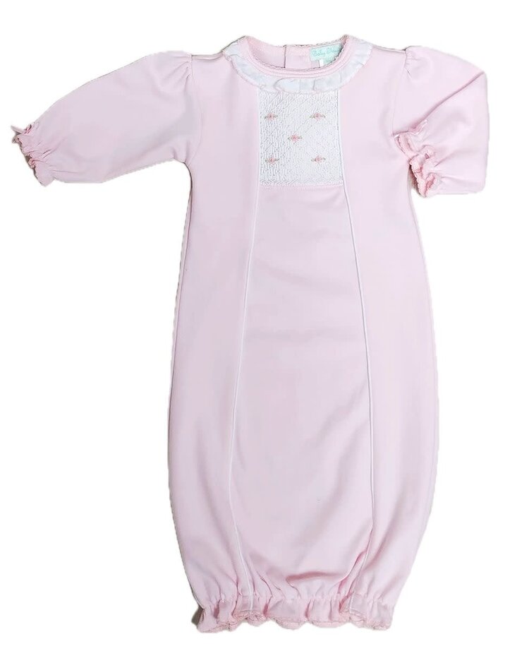 Baby Threads Classic Pink Smocked Gown
