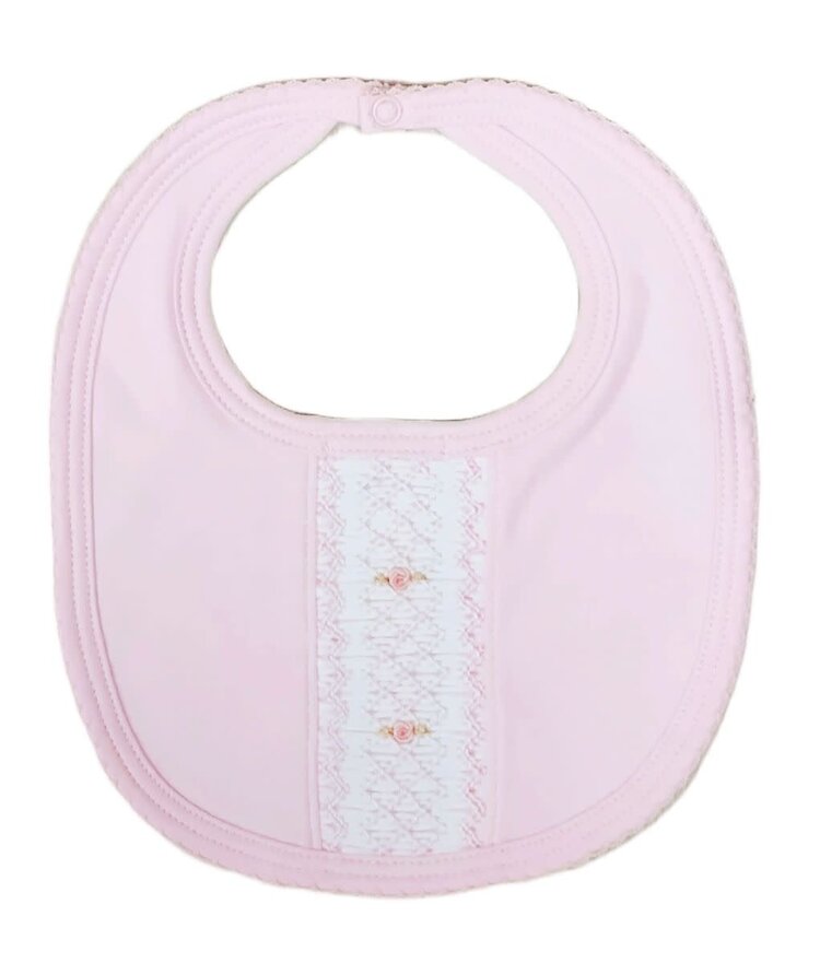 Baby Threads Classic Pink Smocked Bib