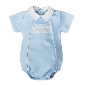 Baby Threads Classic Blue Smocked Bubble