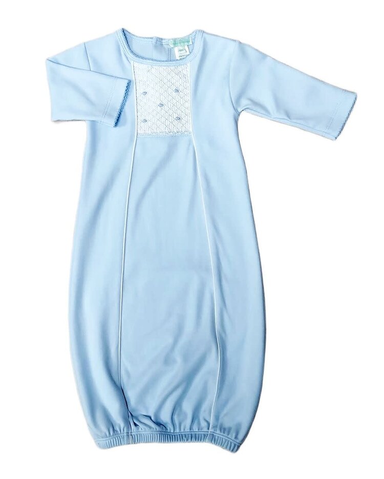 Baby Threads Classic Blue Smocked Gown