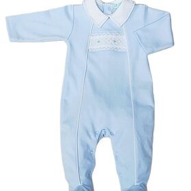 Baby Threads Classic Blue Smocked Footie