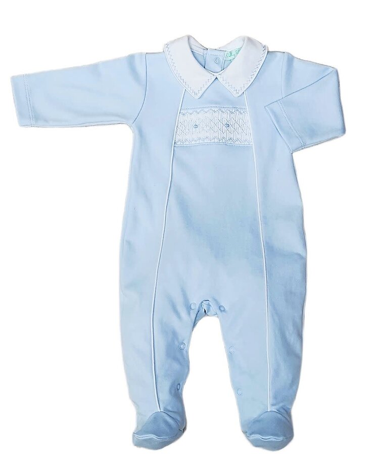 Baby Threads Classic Blue Smocked Footie