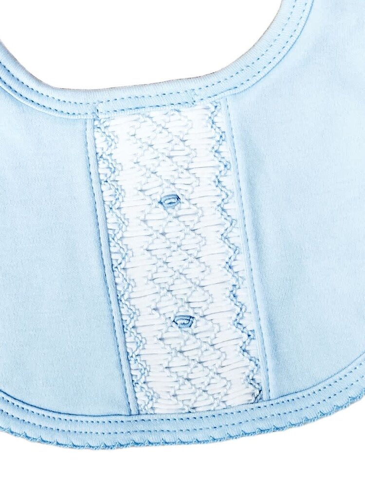 Baby Threads Classic Blue Smocked Bib