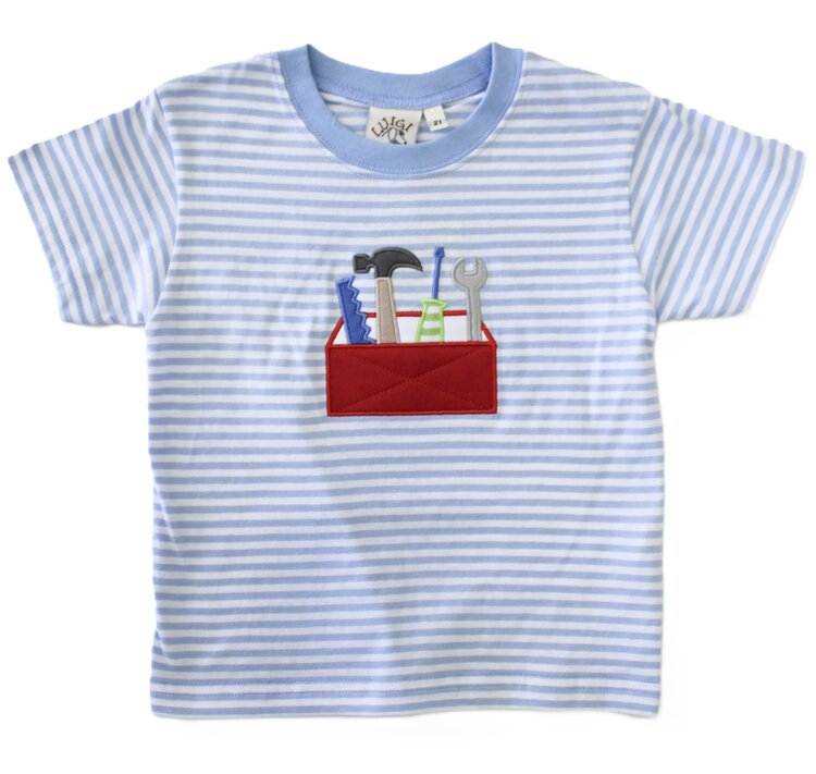 Luigi Kids Blue Stripe Tool Box Shirt
