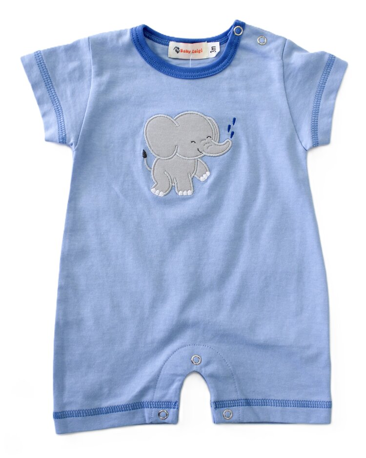 Luigi Kids Blue Baby Elephant Romper