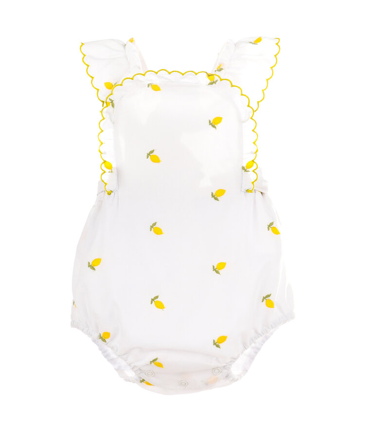 Sophie & Lucas Yellow Lemon Broderie Sunsuit