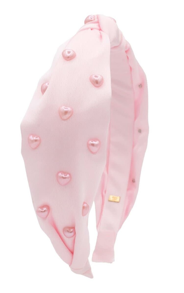 Bari Lynn Satin Pearl Hearts Headband