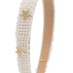 Bari Lynn Pearl Headband with Star Charms