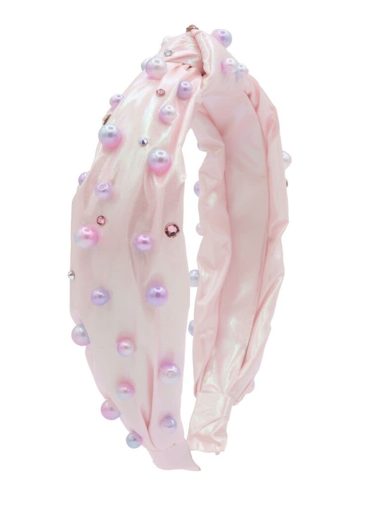 Bari Lynn Thin Puffy Pearl Knot Headband