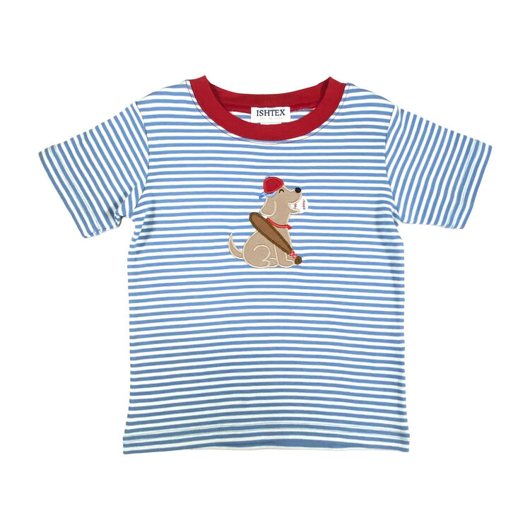 Ishtex Blue Stripe Baseball Dog Shirt