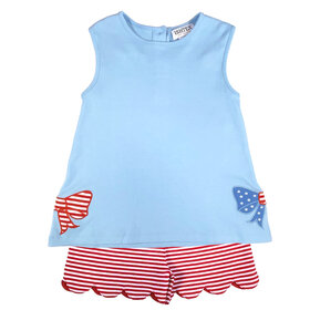 Ishtex Red, White & Blue Bows Short Set