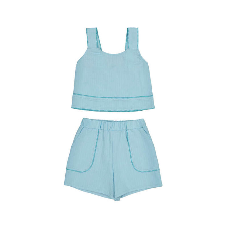 Mayoral Aqua Gauze Short Set