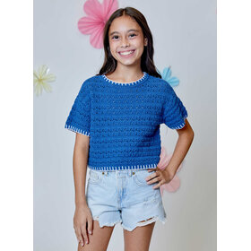 Design History Blue Crochet Sweater Top