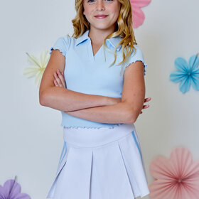 Design History Blue Short Sleeve Top