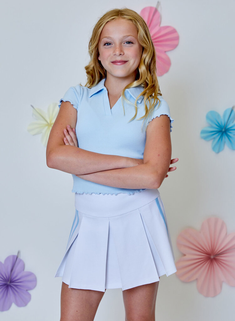 Design History Blue Short Sleeve Top