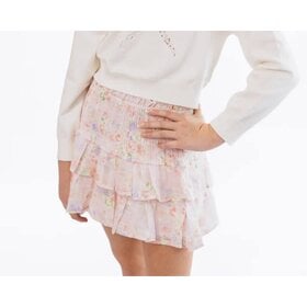 Peach Love Pink Floral Guaze Mini Skirt