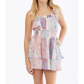 Peach Love Multi Floral Tie Shoulder Romper