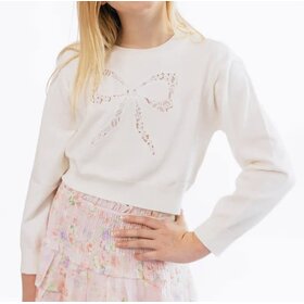 Peach Love Bow Lace Sweater