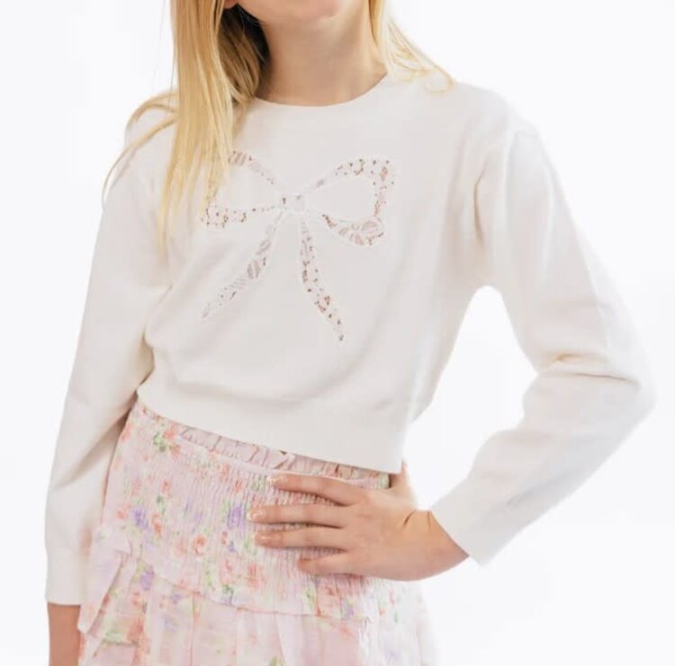 Peach Love Bow Lace Sweater