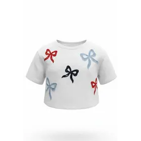 Peach Love Red & Blue Bows Shirt