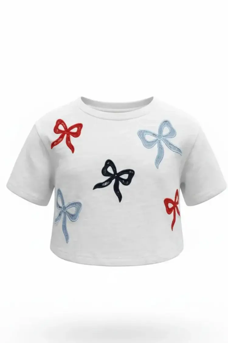 Peach Love Red & Blue Bows Shirt