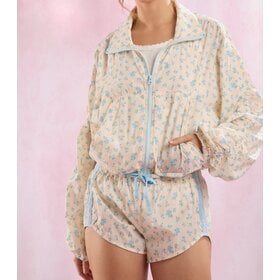 Peach Love Floral Lace Trim Windbreaker