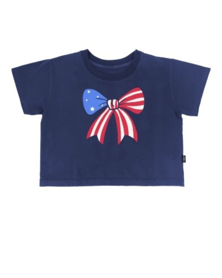 FEATHER 4 ARROW Navy Bow Boxy Tee