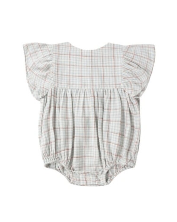 Rylee + Cru LLC Blue Plaid Kalea Romper