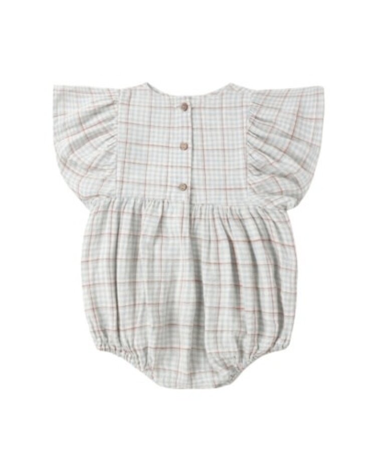 Rylee + Cru LLC Blue Plaid Kalea Romper