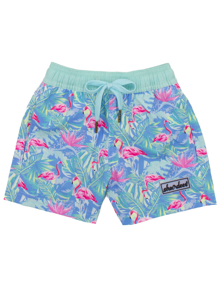 Properly Tied Shordees Swim Trunk Floral Flamingo