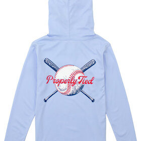 Properly Tied Play Ball Light Blue Performance Hoodie