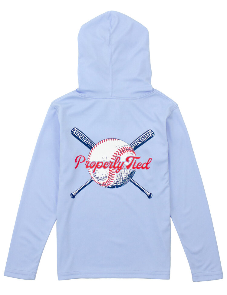 Properly Tied Play Ball Light Blue Performance Hoodie