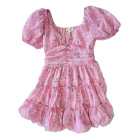 Peach Love Pink Floral Bubble Hem Dress