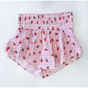 Peach Love Strawberry Ginham Sporty Skort