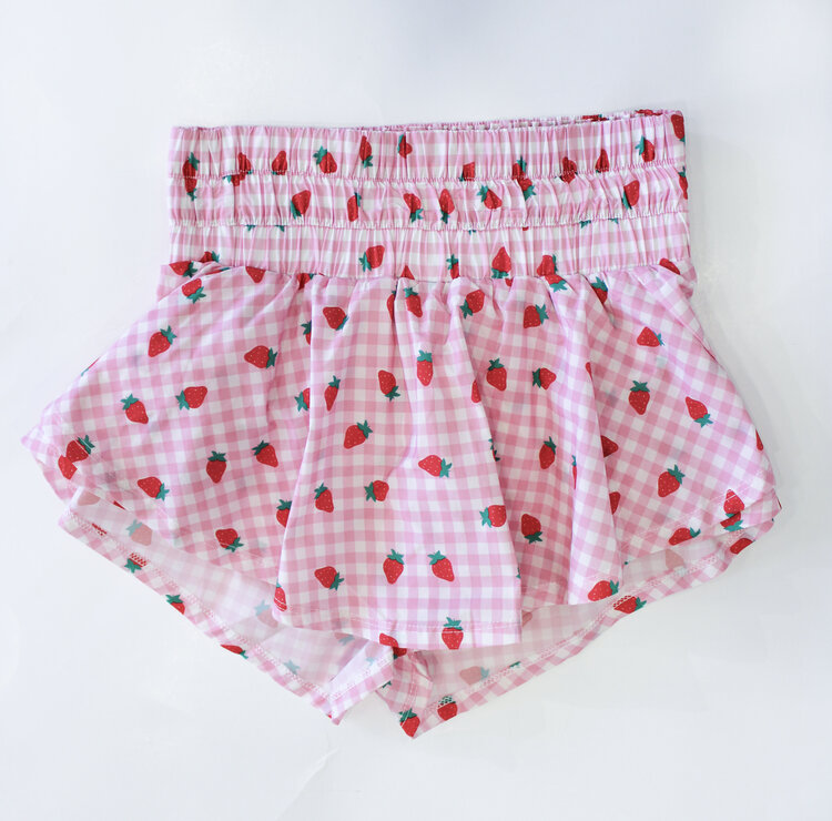 Peach Love Strawberry Ginham Sporty Skort