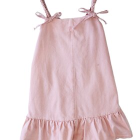 Peach Love Washed Pink Bow Stap Dress