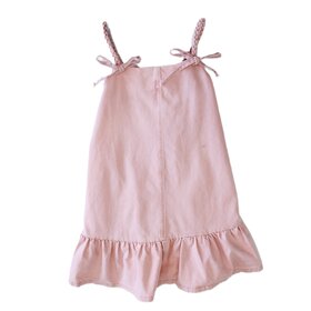 Peach Love Washed Pink Bow Stap Dress