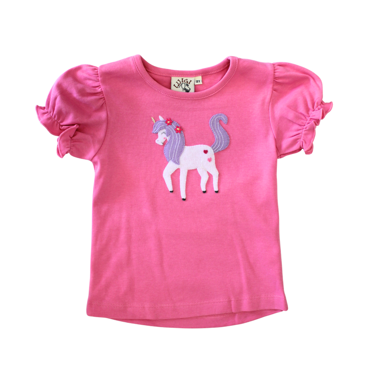 Luigi Kids Pink Unicorn with Hearts Shirt