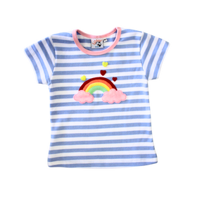 Luigi Kids Blue Stripe Rainbow Shirt