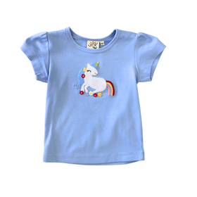 Luigi Kids Blue Unicorn with Flowers Shirt